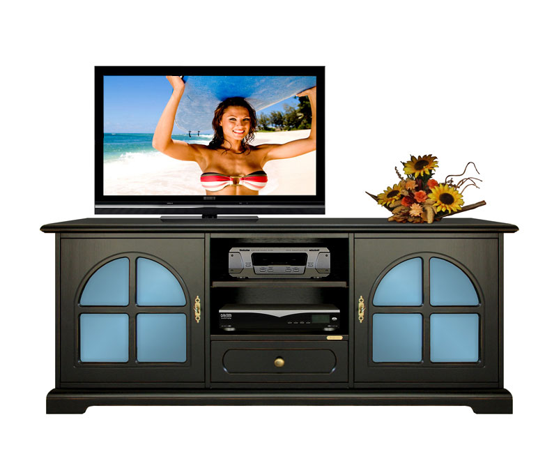 Meuble Tv Noir avec m&eacute;thacrylate bleu
