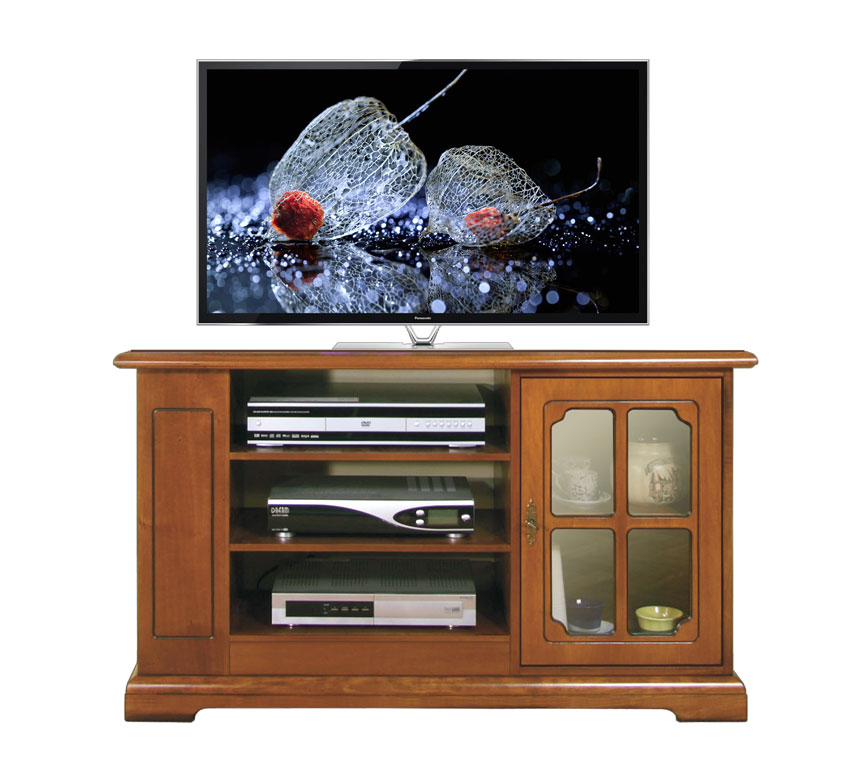 Meuble tv de style avec porte vitr&eacute;e