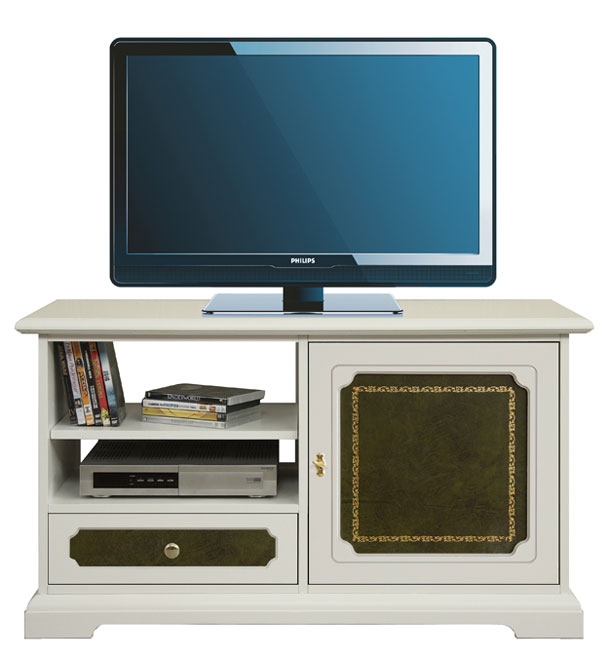 Meuble Tv 1 porte v&eacute;ritable cuir