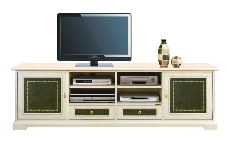 Meuble tv avec r&eacute;el cuir