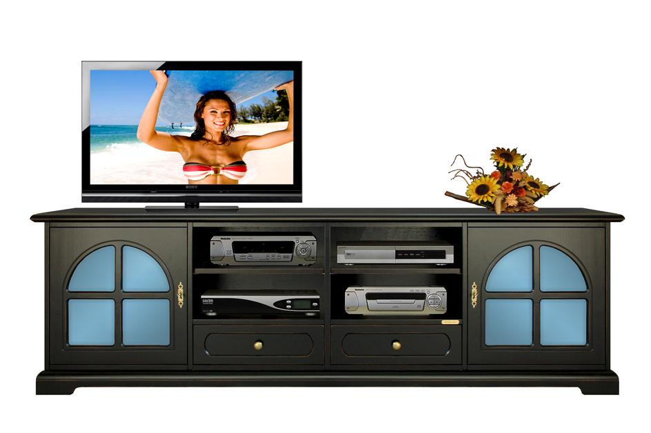 Meuble TV HI FI Style Classique Noir Vieilli