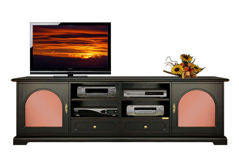 Meuble Tv avec verre d&eacute;poli rose