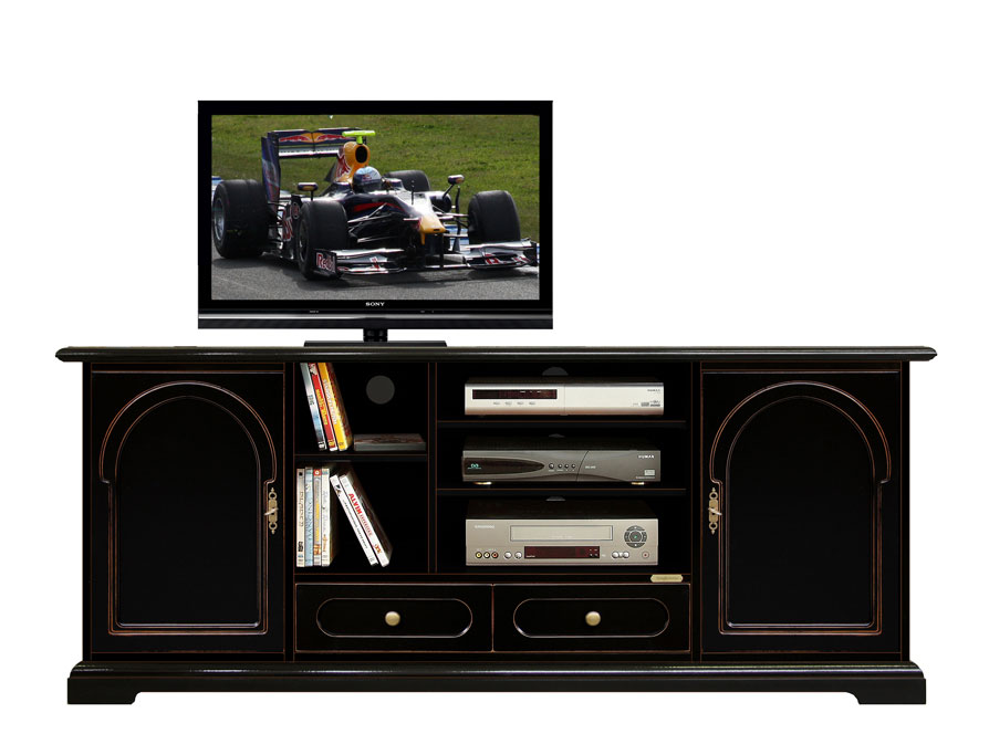 Meuble Tv-HiFi 2 portes 1 tiroir noir