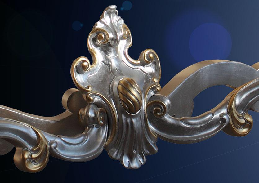 Particolare foglia argento con dettagli oro oro argento