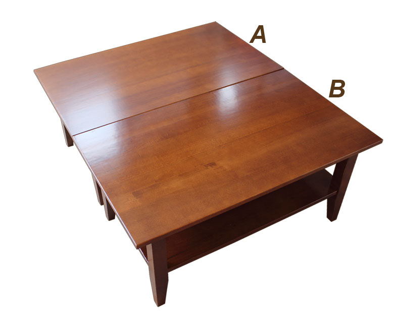 Tavolino 274-T in ciliegio patinato (A) e ciliegio patinato antigraffio (B)