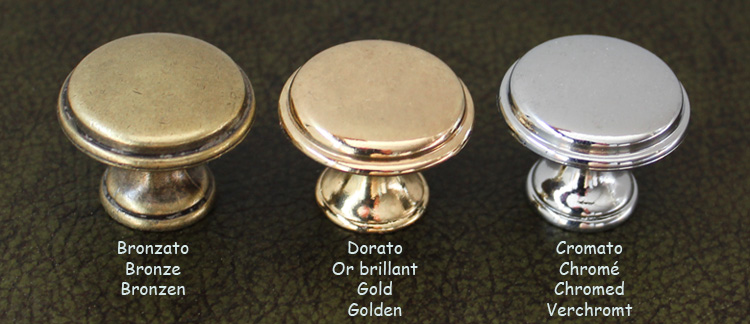 Pomelli standard finitura bronzata, dorata e cromata