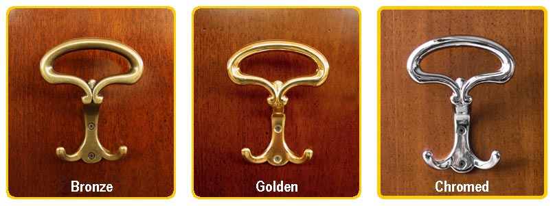 Standard coat rack in bronze, golden and chromed finish.